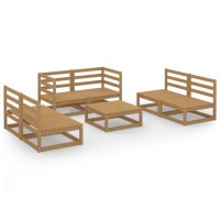 vidaXL 7 Piece Patio Lounge Set Honey Brown Solid Pinewood