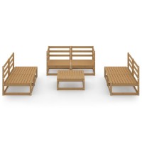 vidaXL 7 Piece Patio Lounge Set Honey Brown Solid Pinewood