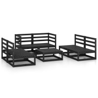 vidaXL 7 Piece Patio Lounge Set Black Solid Pinewood