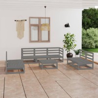 vidaXL 8 Piece Patio Lounge Set Gray Solid Pinewood