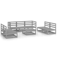 vidaXL 8 Piece Patio Lounge Set Gray Solid Pinewood