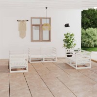 vidaXL 6 Piece Patio Lounge Set White Solid Pinewood