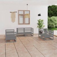 vidaXL 6 Piece Patio Lounge Set Gray Solid Pinewood