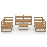 vidaXL 7 Piece Patio Lounge Set Honey Brown Solid Pinewood