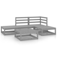 vidaXL 5 Piece Patio Lounge Set Gray Solid Pinewood