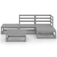 vidaXL 5 Piece Patio Lounge Set Gray Solid Pinewood