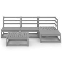 vidaXL 5 Piece Patio Lounge Set Gray Solid Pinewood