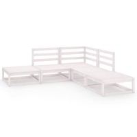 vidaXL 5 Piece Patio Lounge Set White Solid Pinewood