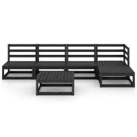 vidaXL 6 Piece Patio Lounge Set Black Solid Pinewood