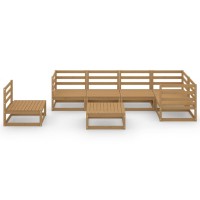 vidaXL 7 Piece Patio Lounge Set Honey Brown Solid Pinewood