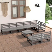 vidaXL 9 Piece Patio Lounge Set Gray Solid Pinewood