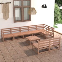 vidaXL 9 Piece Patio Lounge Set Honey Brown Solid Pinewood