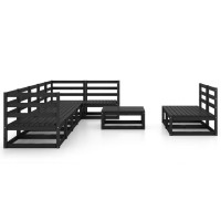 vidaXL 9 Piece Patio Lounge Set Black Solid Pinewood