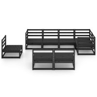 vidaXL 8 Piece Patio Lounge Set Black Solid Pinewood