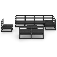 vidaXL 9 Piece Patio Lounge Set Black Solid Pinewood