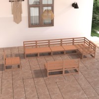 vidaXL 9 Piece Patio Lounge Set Honey Brown Solid Pinewood