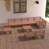 vidaXL 10 Piece Patio Lounge Set Honey Brown Solid Pinewood