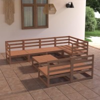 vidaXL 8 Piece Patio Lounge Set Honey Brown Solid Pinewood