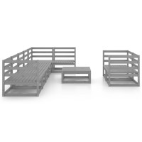 vidaXL 9 Piece Patio Lounge Set Gray Solid Pinewood