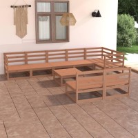 vidaXL 9 Piece Patio Lounge Set Honey Brown Solid Pinewood