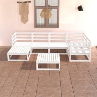 vidaXL 7 Piece Patio Lounge Set White Solid Pinewood