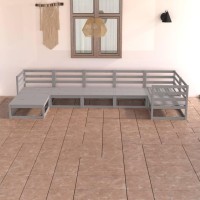 vidaXL 7 Piece Patio Lounge Set Gray Solid Pinewood