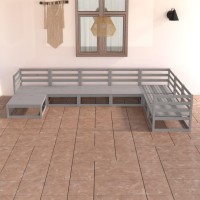 vidaXL 7 Piece Patio Lounge Set Gray Solid Pinewood