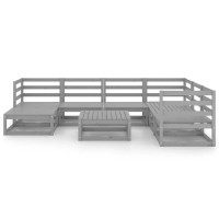 vidaXL 8 Piece Patio Lounge Set Gray Solid Pinewood