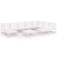 vidaXL 10 Piece Patio Lounge Set White Solid Pinewood