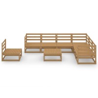 vidaXL 8 Piece Patio Lounge Set Honey Brown Solid Pinewood