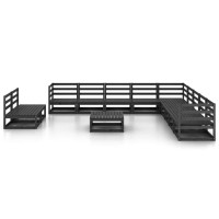 vidaXL 12 Piece Patio Lounge Set Black Solid Pinewood