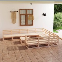 vidaXL 11 Piece Patio Lounge Set Solid Pinewood