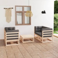 vidaXL 5 Piece Patio Lounge Set with Cushions Solid Pinewood