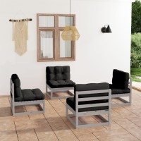 vidaXL 4 Piece Patio Lounge Set with Cushions Solid Pinewood