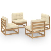 vidaXL 4 Piece Patio Lounge Set with Cushions Solid Pinewood