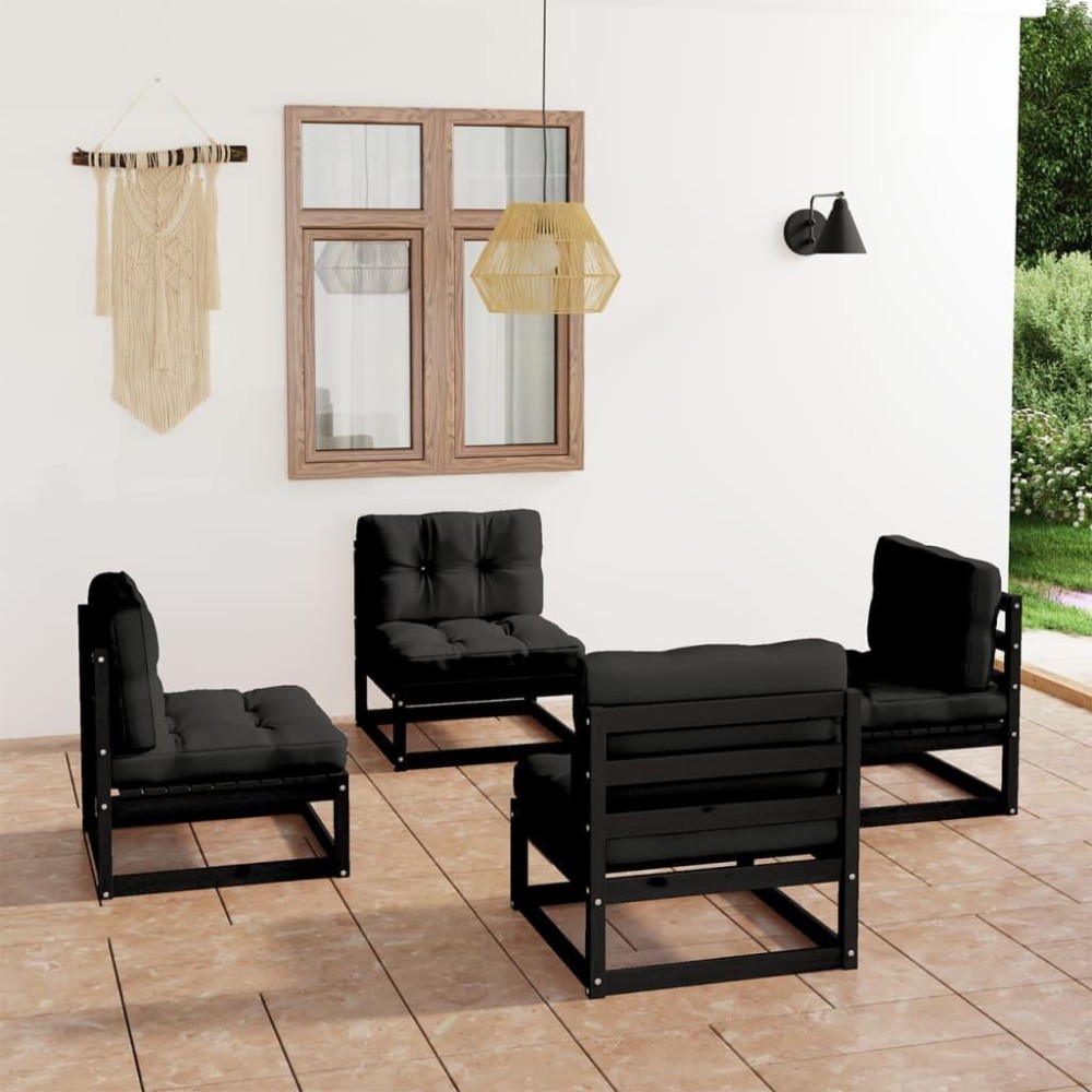 vidaXL 4 Piece Patio Lounge Set with Cushions Solid Pinewood