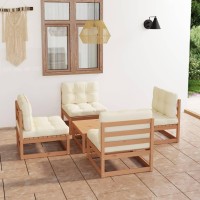 vidaXL 5 Piece Patio Lounge Set with Cushions Solid Pinewood