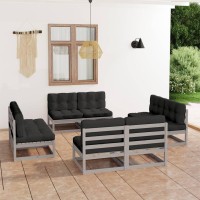 vidaXL 8 Piece Patio Lounge Set with Cushions Solid Pinewood