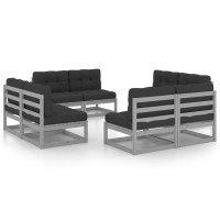 vidaXL 8 Piece Patio Lounge Set with Cushions Solid Pinewood