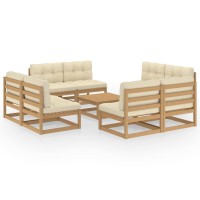 vidaXL 9 Piece Patio Lounge Set with Cushions Solid Pinewood