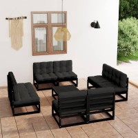 vidaXL 9 Piece Patio Lounge Set with Cushions Solid Pinewood