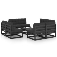 vidaXL 9 Piece Patio Lounge Set with Cushions Solid Pinewood