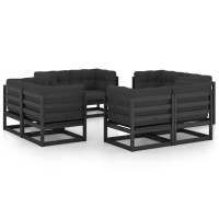 vidaXL 8 Piece Patio Lounge Set with Cushions Solid Pinewood