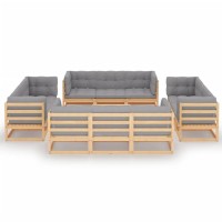 vidaXL 13 Piece Patio Lounge Set with Cushions Solid Pinewood