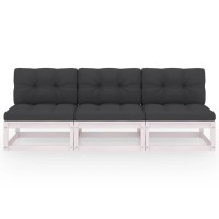 vidaXL 3-Seater Sofa with Cushions Solid Pinewood