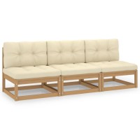 vidaXL 3-Seater Sofa with Cushions Solid Pinewood