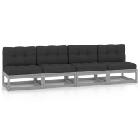 vidaXL 4-Seater Patio Sofa with Cushions Solid Pinewood