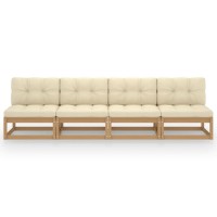 vidaXL 4-Seater Patio Sofa with Cushions Solid Pinewood