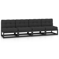 vidaXL 4-Seater Patio Sofa with Cushions Solid Pinewood