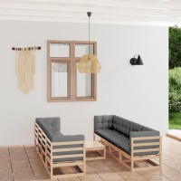 vidaXL 9 Piece Patio Lounge Set with Cushions Solid Pinewood